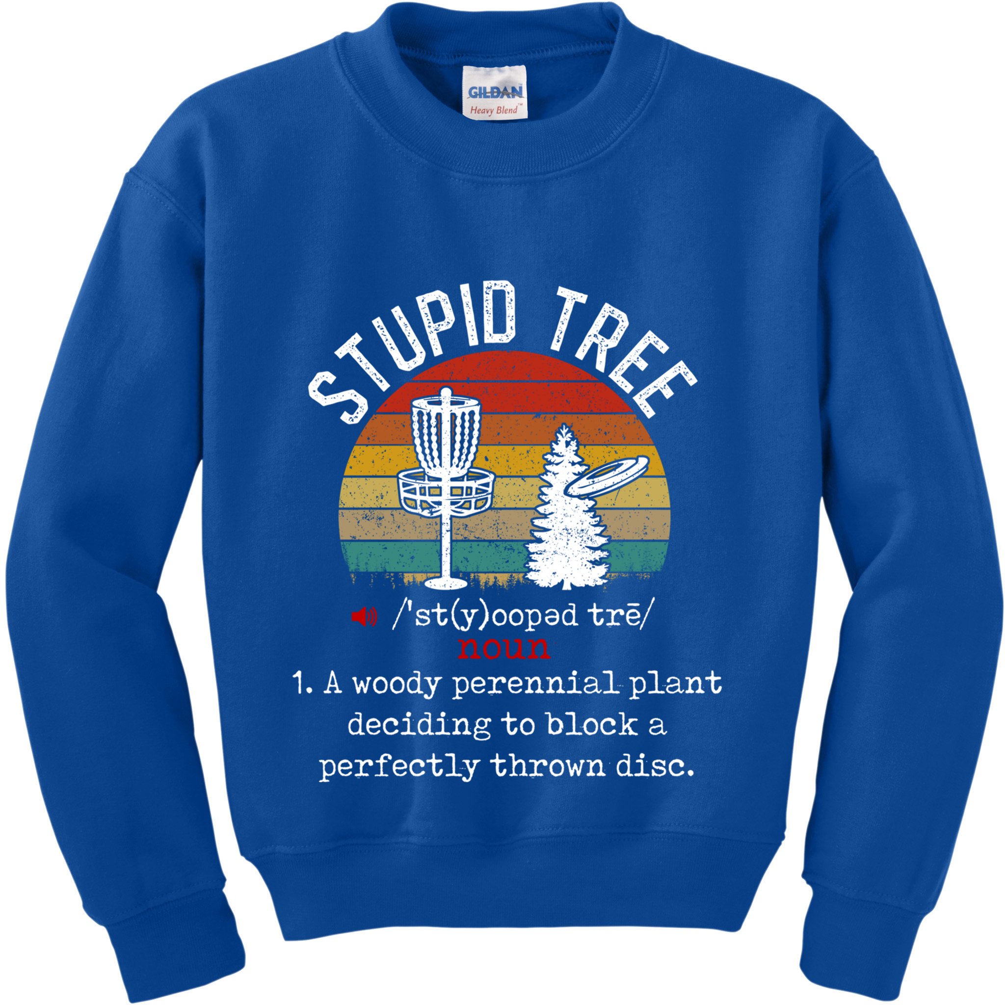 Stupid Tree Disc Golf Retro Frisbee Gift Kids Sweatshirt