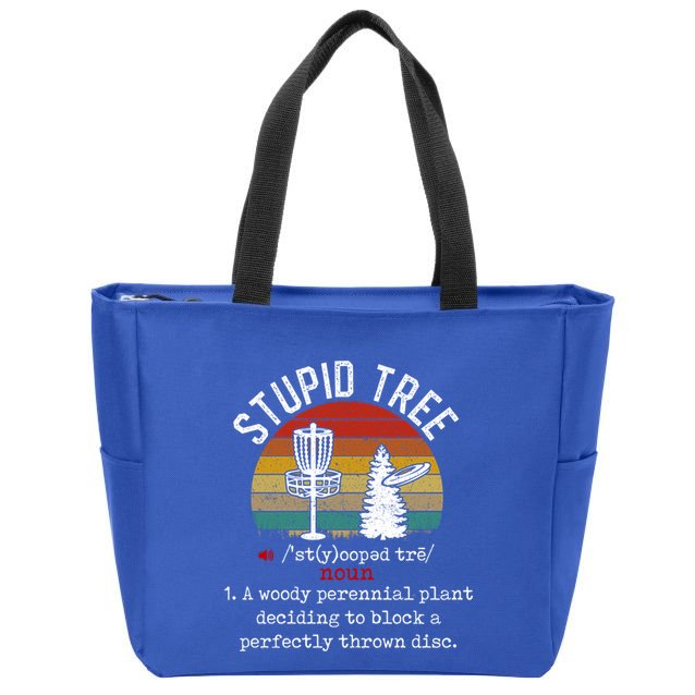 Stupid Tree Disc Golf Retro Frisbee Gift Zip Tote Bag