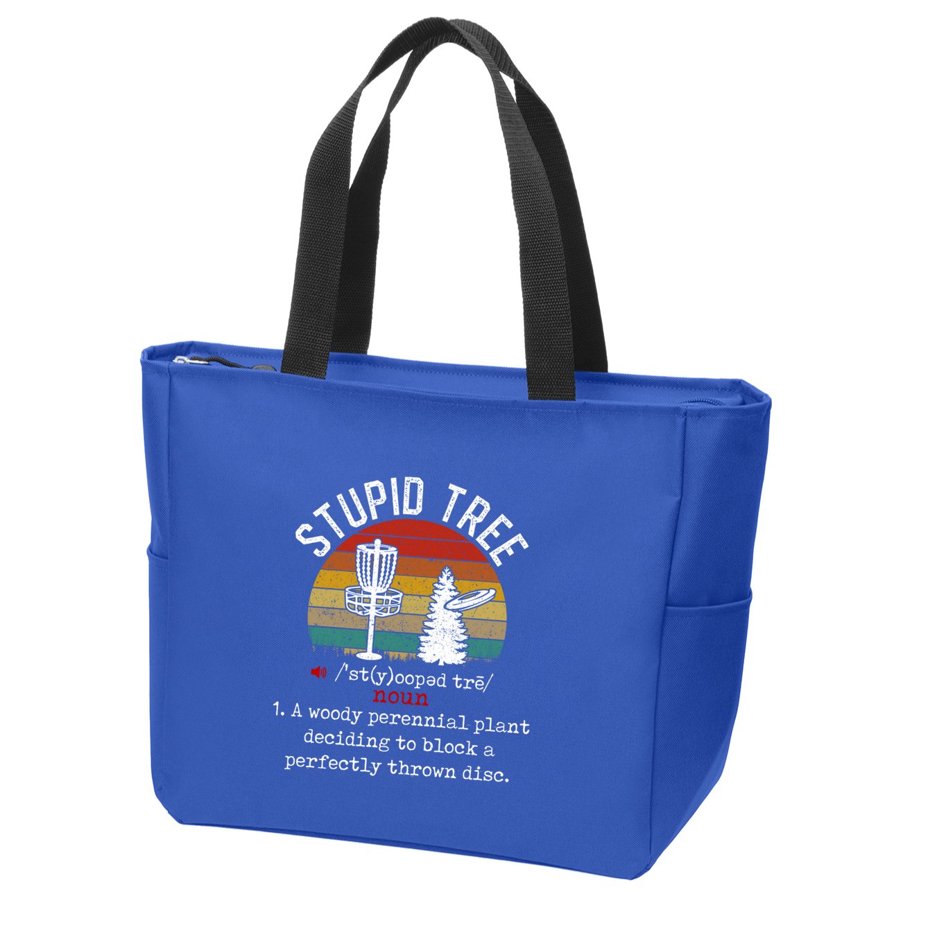 Stupid Tree Disc Golf Retro Frisbee Gift Zip Tote Bag