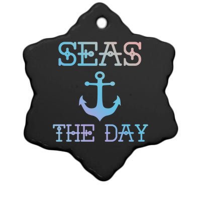 Seas The Day Maritime Sailing Boating Captain Gift Ceramic Star Ornament