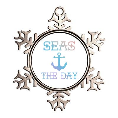 Seas The Day Maritime Sailing Boating Captain Gift Metallic Star Ornament