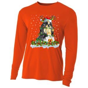 Shih Tzu Dog Lover Xmas Lighting Santa Shih Tzu Christmas Gift Cooling Performance Long Sleeve Crew