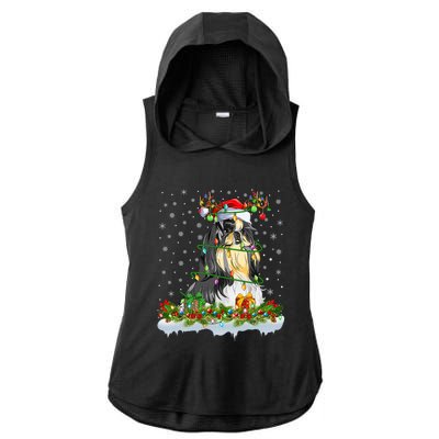 Shih Tzu Dog Lover Xmas Lighting Santa Shih Tzu Christmas Gift Ladies PosiCharge Tri-Blend Wicking Draft Hoodie Tank