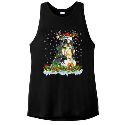 Shih Tzu Dog Lover Xmas Lighting Santa Shih Tzu Christmas Gift Ladies PosiCharge Tri-Blend Wicking Tank