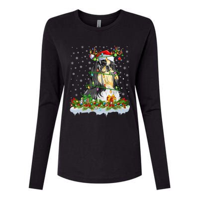 Shih Tzu Dog Lover Xmas Lighting Santa Shih Tzu Christmas Gift Womens Cotton Relaxed Long Sleeve T-Shirt