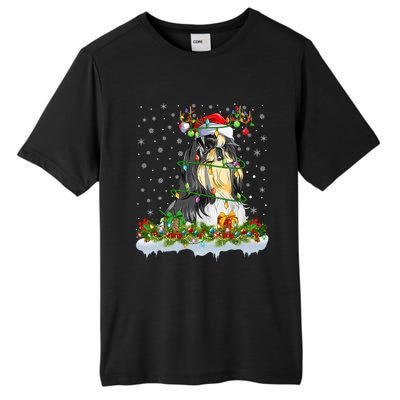 Shih Tzu Dog Lover Xmas Lighting Santa Shih Tzu Christmas Gift Tall Fusion ChromaSoft Performance T-Shirt