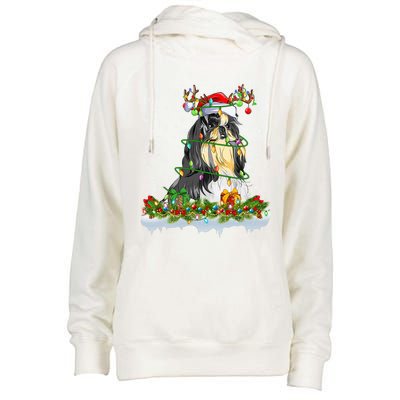 Shih Tzu Dog Lover Xmas Lighting Santa Shih Tzu Christmas Gift Womens Funnel Neck Pullover Hood