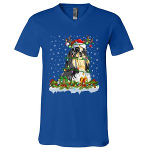 Shih Tzu Dog Lover Xmas Lighting Santa Shih Tzu Christmas Gift V-Neck T-Shirt