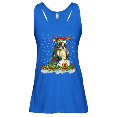 Shih Tzu Dog Lover Xmas Lighting Santa Shih Tzu Christmas Gift Ladies Essential Flowy Tank