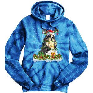 Shih Tzu Dog Lover Xmas Lighting Santa Shih Tzu Christmas Gift Tie Dye Hoodie