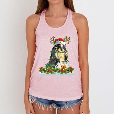 Shih Tzu Dog Lover Xmas Lighting Santa Shih Tzu Christmas Gift Women's Knotted Racerback Tank