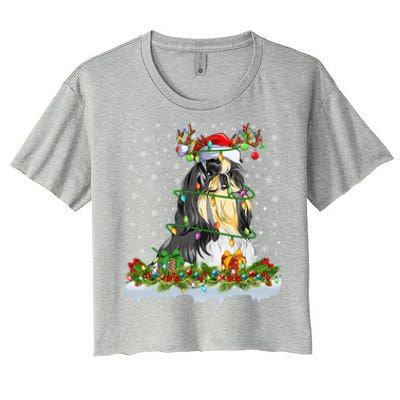 Shih Tzu Dog Lover Xmas Lighting Santa Shih Tzu Christmas Gift Women's Crop Top Tee