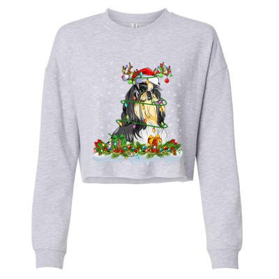 Shih Tzu Dog Lover Xmas Lighting Santa Shih Tzu Christmas Gift Cropped Pullover Crew