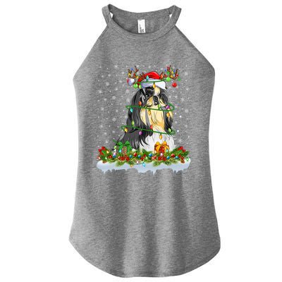 Shih Tzu Dog Lover Xmas Lighting Santa Shih Tzu Christmas Gift Women's Perfect Tri Rocker Tank