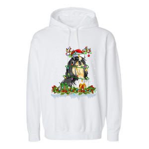 Shih Tzu Dog Lover Xmas Lighting Santa Shih Tzu Christmas Gift Garment-Dyed Fleece Hoodie