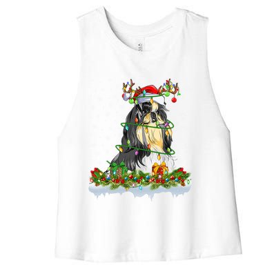 Shih Tzu Dog Lover Xmas Lighting Santa Shih Tzu Christmas Gift Women's Racerback Cropped Tank