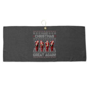 Santa Trump Dance Make Christmas Great Again Ugly Sweater Large Microfiber Waffle Golf Towel