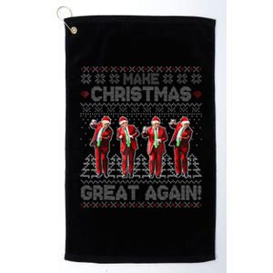 Santa Trump Dance Make Christmas Great Again Ugly Sweater Platinum Collection Golf Towel