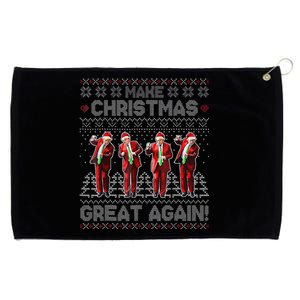 Santa Trump Dance Make Christmas Great Again Ugly Sweater Grommeted Golf Towel