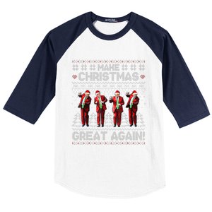 Santa Trump Dance Make Christmas Great Again Ugly Sweater Baseball Sleeve Shirt