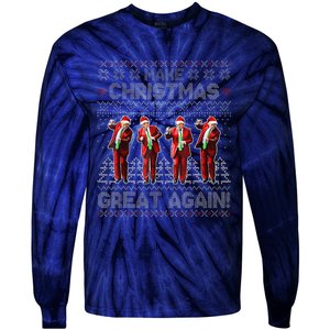 Santa Trump Dance Make Christmas Great Again Ugly Sweater Tie-Dye Long Sleeve Shirt