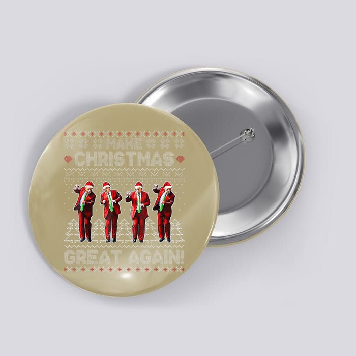 Santa Trump Dance Make Christmas Great Again Ugly Sweater Button