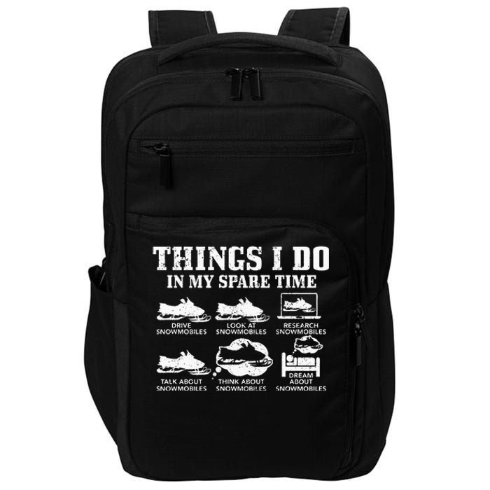 Snowmobile Things Do In My Spare Time Funny Snowmobiling Impact Tech Backpack