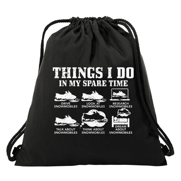 Snowmobile Things Do In My Spare Time Funny Snowmobiling Drawstring Bag