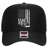 Semi Truck Driver US Flag Trucking High Crown Mesh Back Trucker Hat