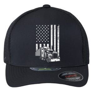 Semi Truck Driver US Flag Trucking Flexfit Unipanel Trucker Cap