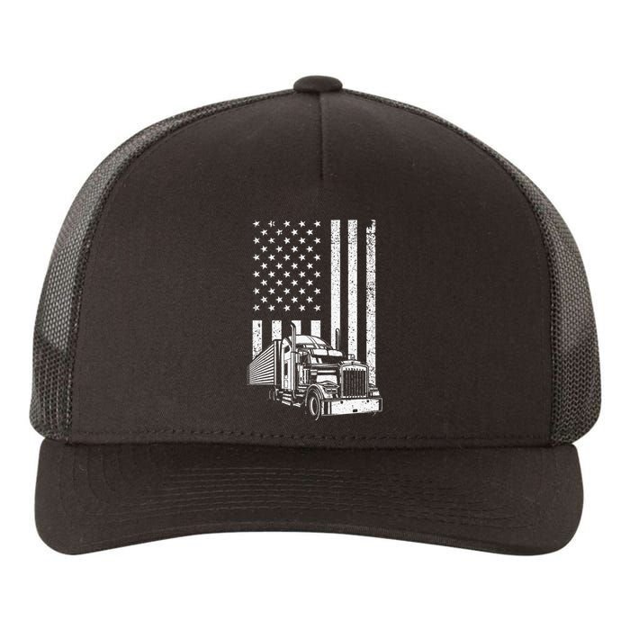 Semi Truck Driver US Flag Trucking Yupoong Adult 5-Panel Trucker Hat