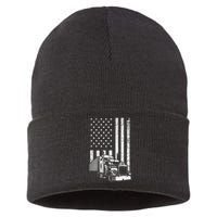 Semi Truck Driver US Flag Trucking Sustainable Knit Beanie