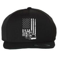 Semi Truck Driver US Flag Trucking Wool Snapback Cap