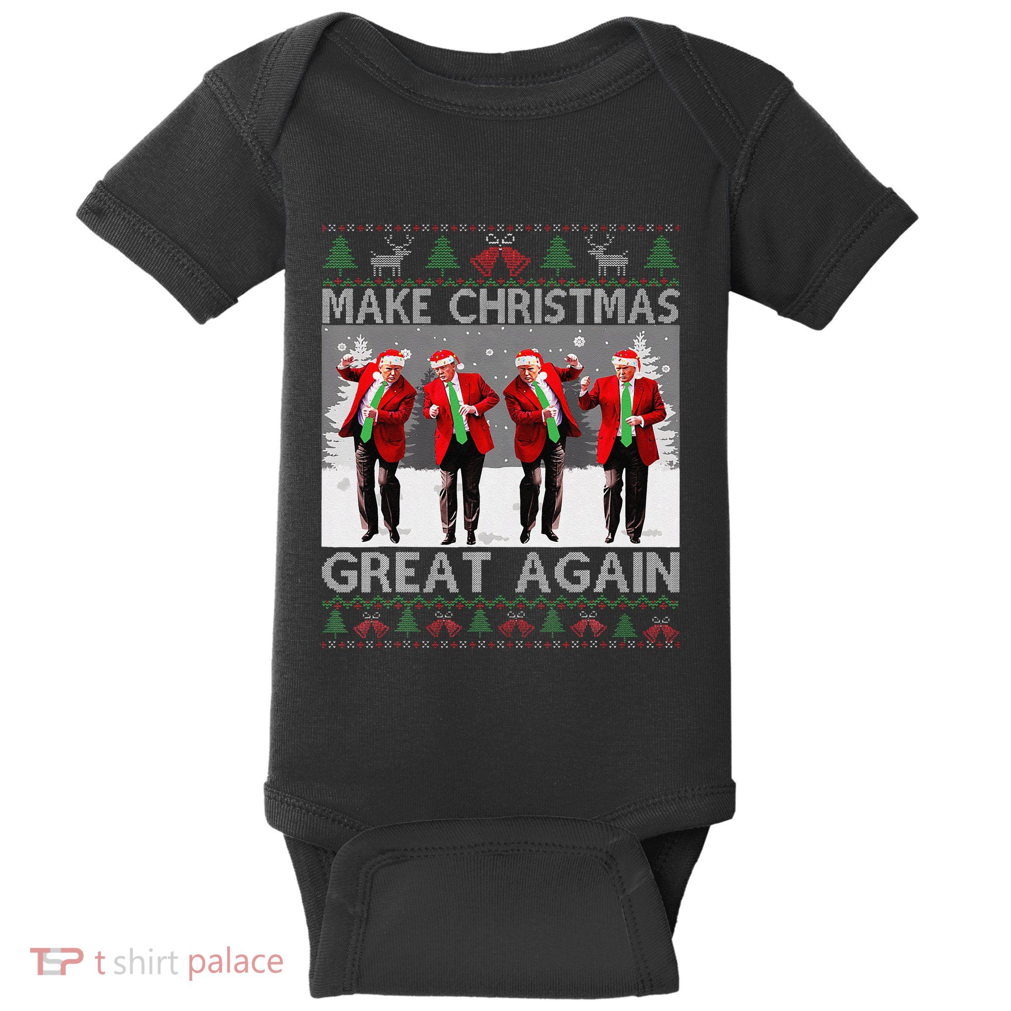Santa Trump Dance Make Christmas Great Again Ugly Sweater Baby Bodysuit