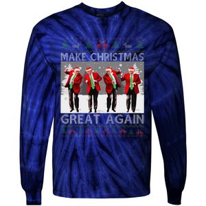 Santa Trump Dance Make Christmas Great Again Ugly Sweater Tie-Dye Long Sleeve Shirt