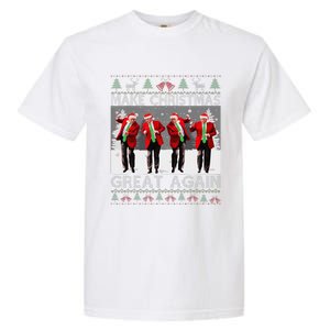 Santa Trump Dance Make Christmas Great Again Ugly Sweater Garment-Dyed Heavyweight T-Shirt