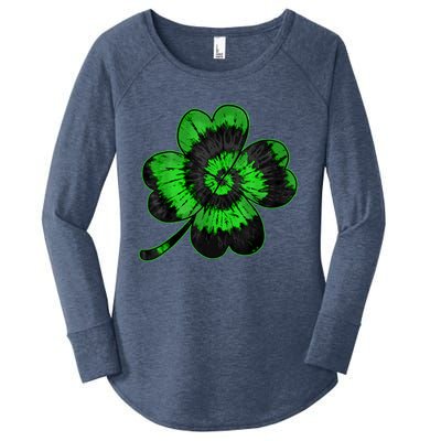 Shamrock Tie Dye St Patrick's Day Irish Gift Women's Perfect Tri Tunic Long Sleeve Shirt