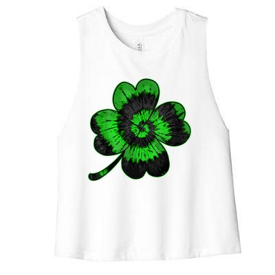 Shamrock Tie Dye St Patrick's Day Irish Gift Women's Racerback Cropped Tank