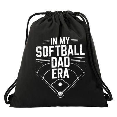 Softball Team Dad In My Softball Dad Era Softball Dad Pride Meaningful Gift Drawstring Bag