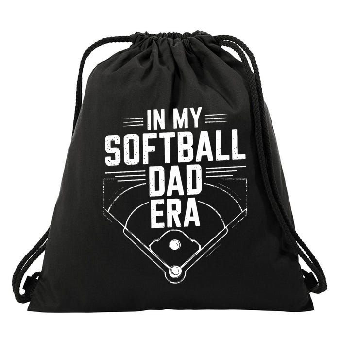 Softball Team Dad In My Softball Dad Era Softball Dad Pride Meaningful Gift Drawstring Bag
