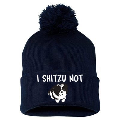 Shih Tzu Dog Owner Funny I Shitzu Not Pom Pom 12in Knit Beanie