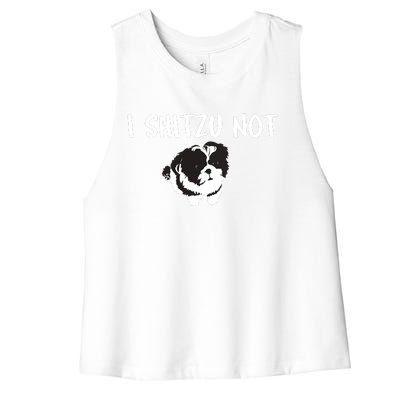 Shih Tzu Dog Owner Funny I Shitzu Not Women's Racerback Cropped Tank