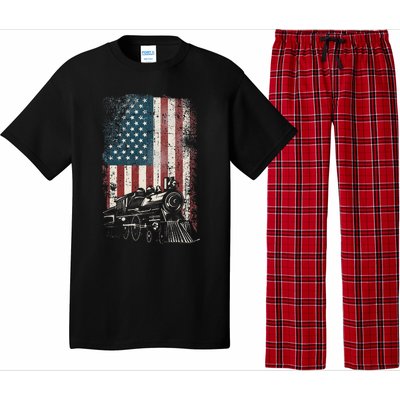 Steam Train Driver Trainspotting Locomotive American Flag Pajama Set