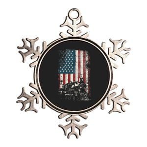 Steam Train Driver Trainspotting Locomotive American Flag Metallic Star Ornament