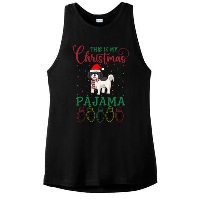 Shih Tzu Dog Xmas Light Funny This Is My Christmas Pajama Meaningful Gift Ladies PosiCharge Tri-Blend Wicking Tank