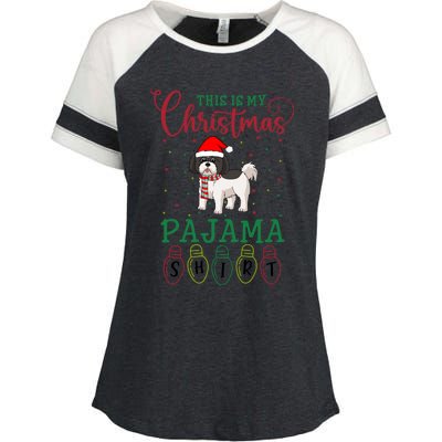 Shih Tzu Dog Xmas Light Funny This Is My Christmas Pajama Meaningful Gift Enza Ladies Jersey Colorblock Tee