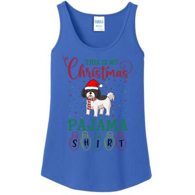 Shih Tzu Dog Xmas Light Funny This Is My Christmas Pajama Meaningful Gift Ladies Essential Tank