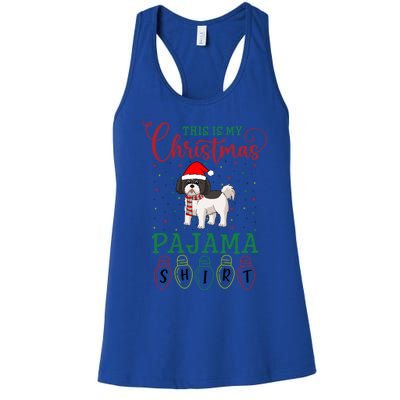 Shih Tzu Dog Xmas Light Funny This Is My Christmas Pajama Meaningful Gift Women's Racerback Tank