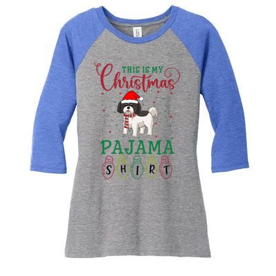 Shih Tzu Dog Xmas Light Funny This Is My Christmas Pajama Meaningful Gift Women's Tri-Blend 3/4-Sleeve Raglan Shirt