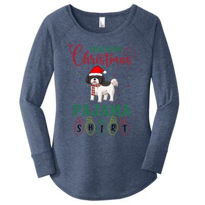 Shih Tzu Dog Xmas Light Funny This Is My Christmas Pajama Meaningful Gift Women's Perfect Tri Tunic Long Sleeve Shirt